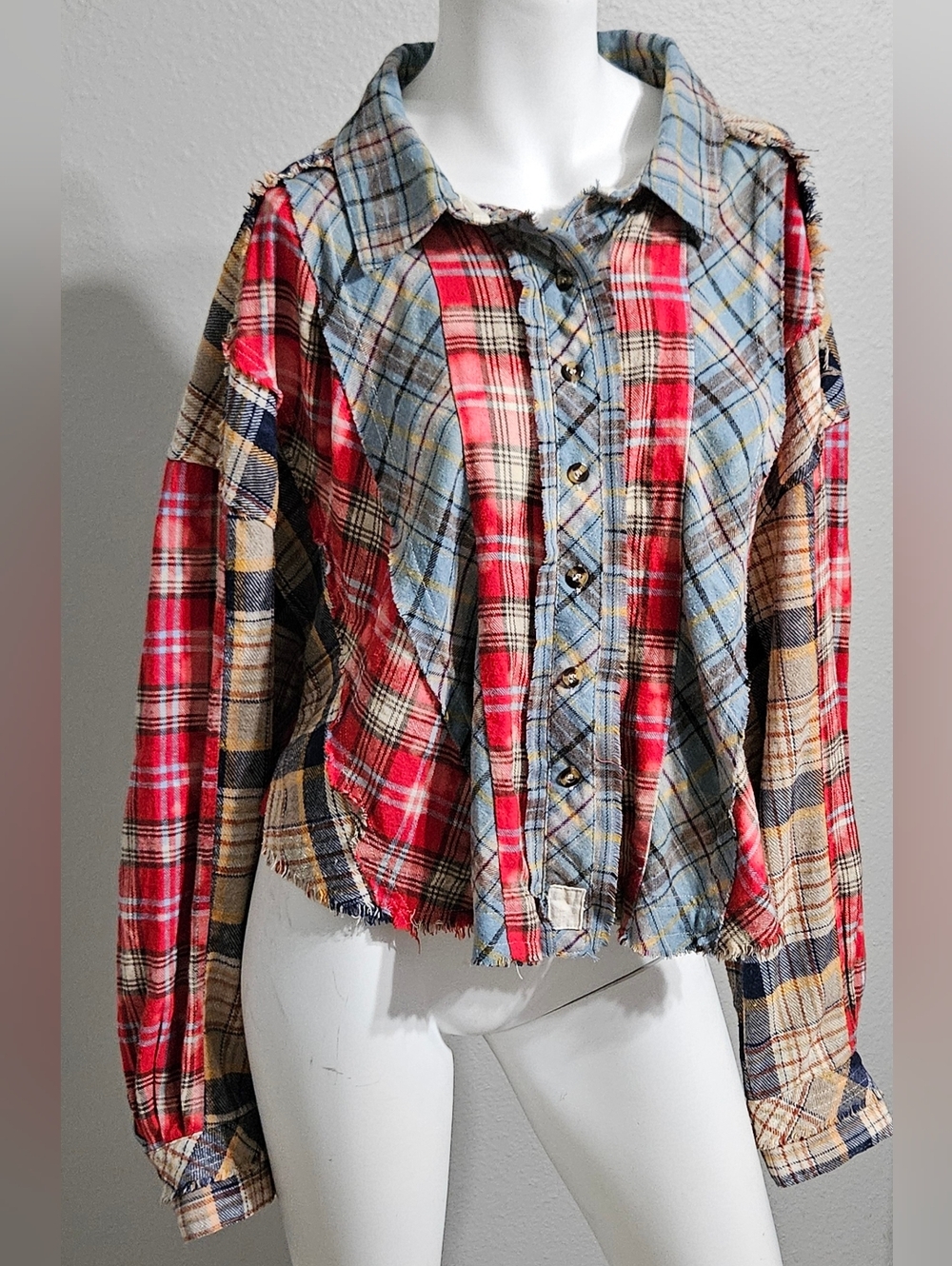 Oli & Hali Colorblock Plaid Flannel Button Shirt Size L